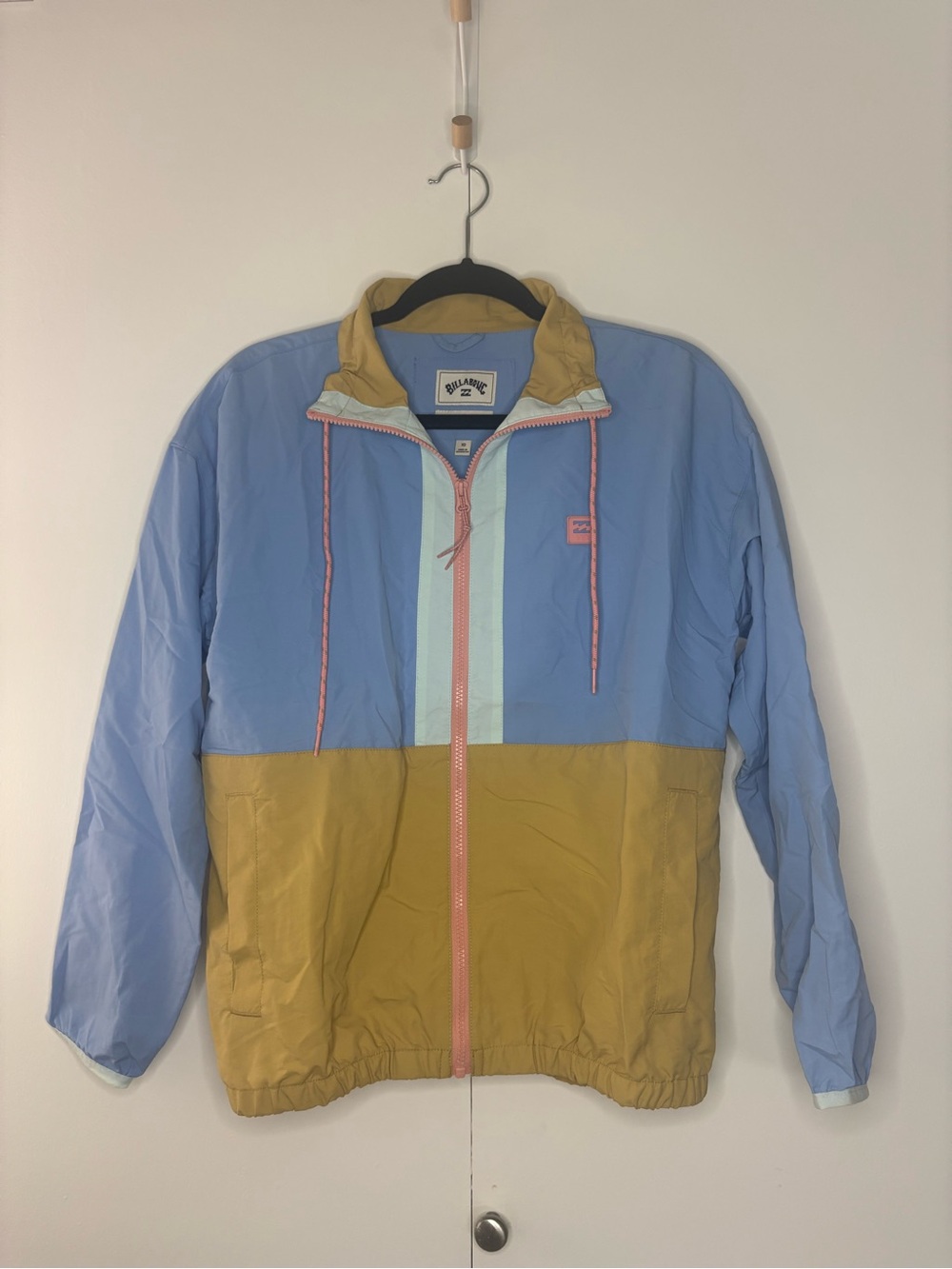 Billabong Women’s Two-Tone Windbreaker Jacket in Light Blue and Mustard